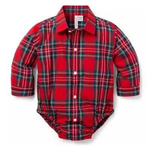 Janie and Jack Baby Tartan Poplin Bodysuit Shirt, Size 18-24 Months